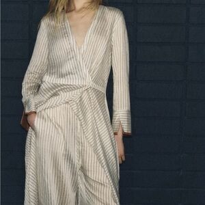 Zara Cream and Black Striped pants